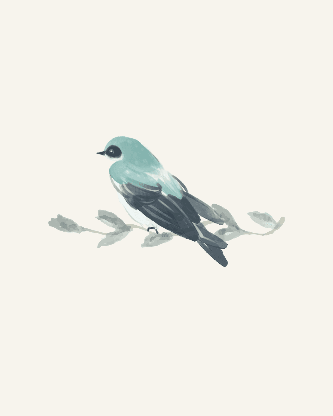 Pájaro ilustrado en una rama
